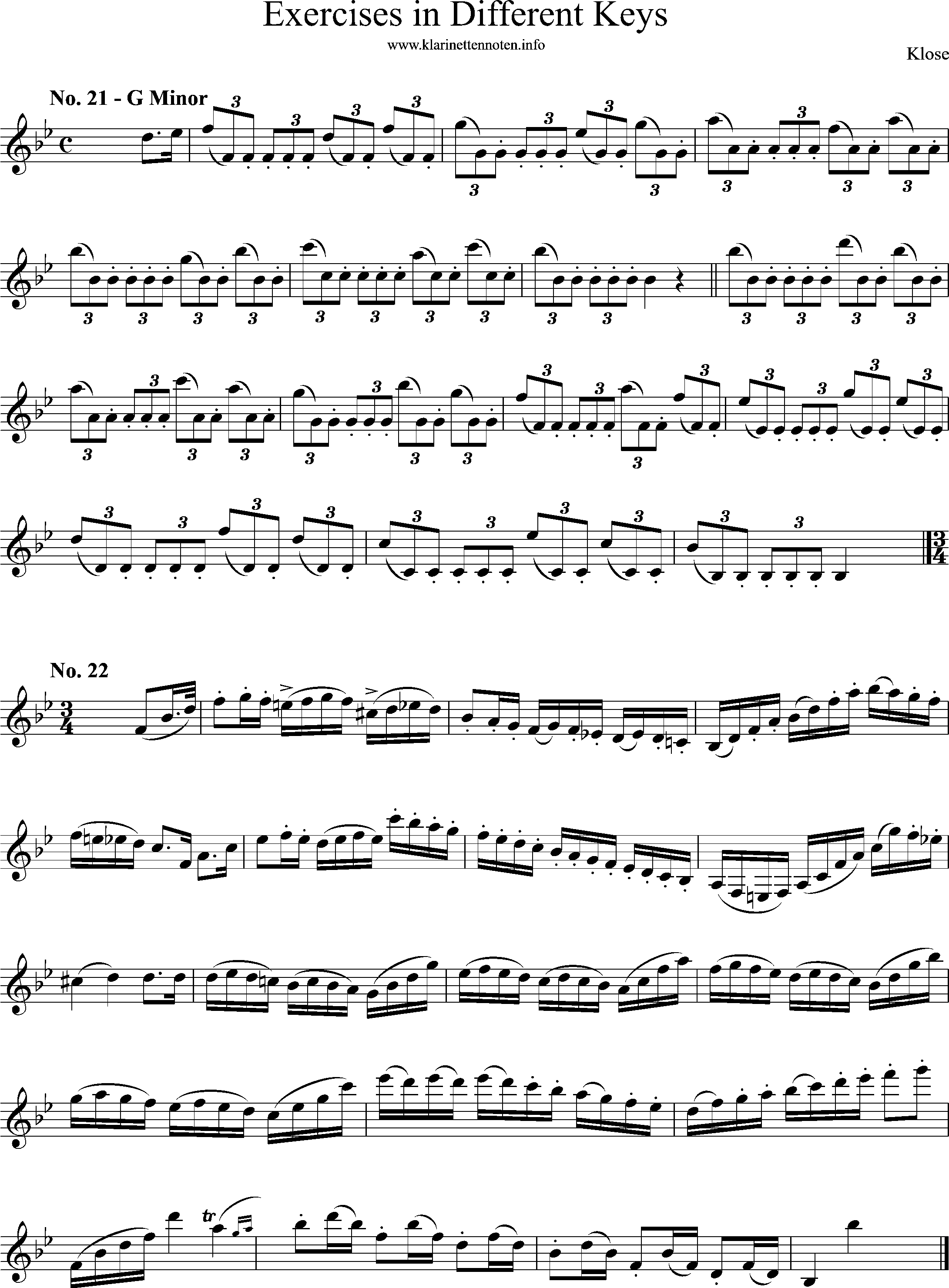 Exercises in Differewnt Keys, klose, No-21-22, G-Minor